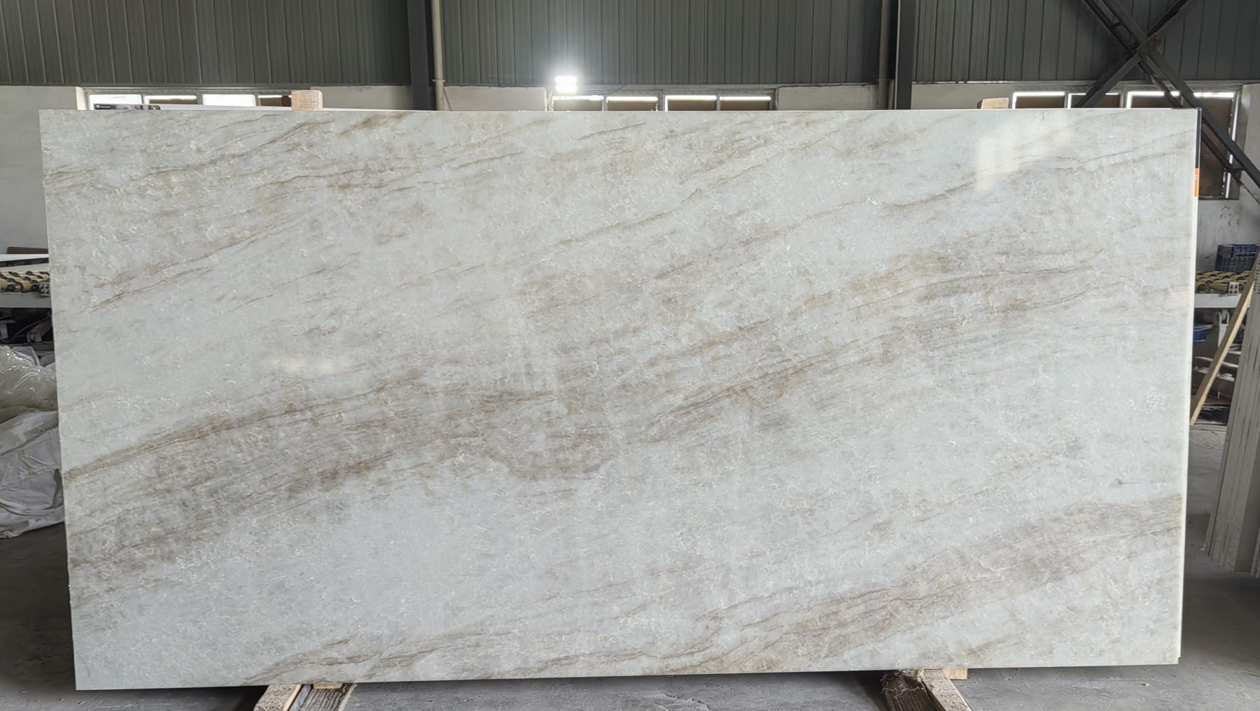 Taj Mahal slab with dramatic gold veining
