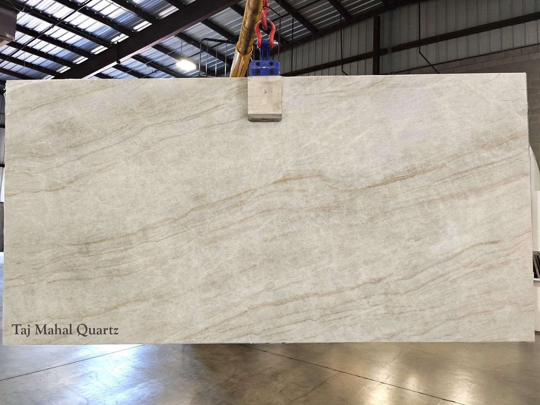 Taj Mahal slabs stacked at the factory before shipping